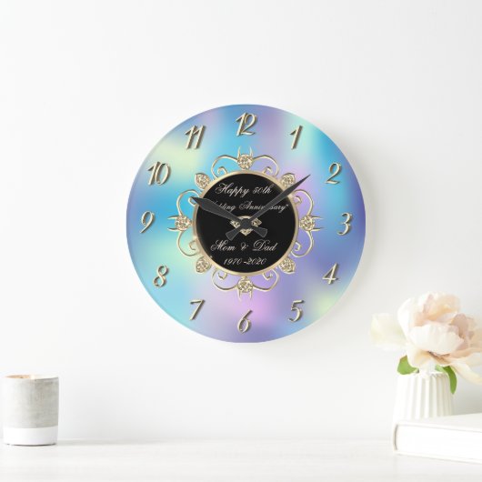 ダイヤモンド・ホログラフィ結婚ック50周年 ラージ壁時計 (ホーム)
