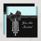 ダイヤモンド ボウ ティール ブルー ブラック パーティー テンプレート (正面/裏面)