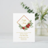 ダイヤモンド&ポインセティアスインスパイアクス結婚クリスマス シーズンポストカード (スタンド正面)