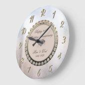 ダイヤモンド メタリック 25周年 結婚記念日 ラージ壁時計 (傾斜)