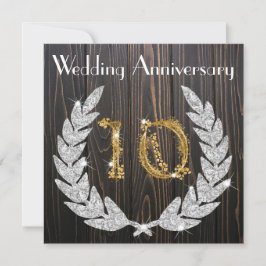 ダイヤモンド ライラック＆ゴールド 10周年結婚記念日 招待状