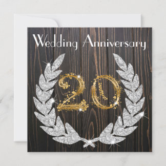 ダイヤモンド ライラック＆ゴールド 20周年結婚記念日 招待状