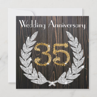 ダイヤモンド ライラック＆ゴールド 35周年結婚記念日 招待状