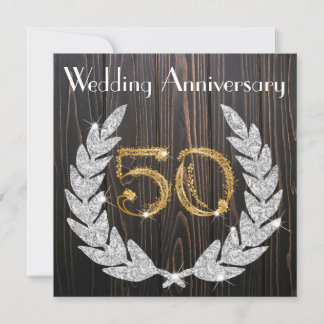 ダイヤモンド ライラック＆ゴールド 50周年結婚記念日 招待状