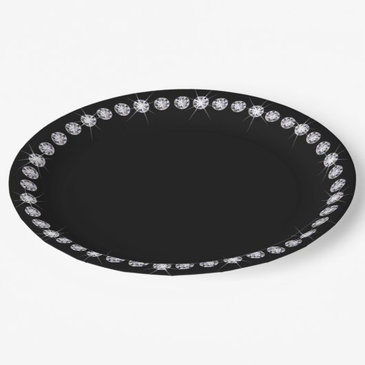 ダイヤモンド ラウンド ボーダー フレーム付き ペーパープレート (アングル)