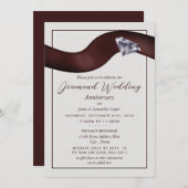 ダイヤモンド リボン、60周年結婚記念日 招待状 (正面/裏面)