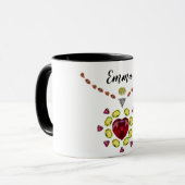 ダイヤモンド&ルビーハートあなたの名前コーヒーマグ マグカップ (正面左)