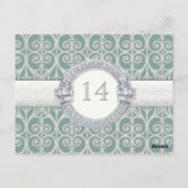 ダイヤモンド&レース、テーブルのシーティングナンバーカー結婚ド ポストカード (裏面)