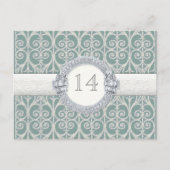 ダイヤモンド&レース、テーブルのシーティングナンバーカー結婚ド ポストカード (正面)