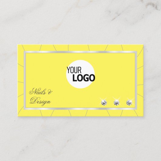 ダイヤモンド&ロゴ付きイエローとシルバーのフレームシック 名刺 (正面)