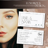 ダイヤモンド&ロゴ付き白とシルバーのフレームシック 名刺