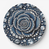 ダイヤモンド ローズ & デニム グラム スイート 16 誕生日パーティー ペーパープレート (正面)