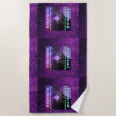 ダイヤモンド&回転木馬ドリームムーンドリームミュージックパープル ビーチタオル (正面)