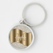 ダイヤモンド、大金ゴールドモノグラム、白スクリプト名 キーホルダー (正面)