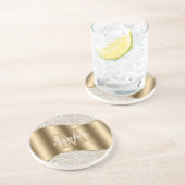 ダイヤモンド、大金ゴールドモノグラム、白スクリプト名 コースター (側面)