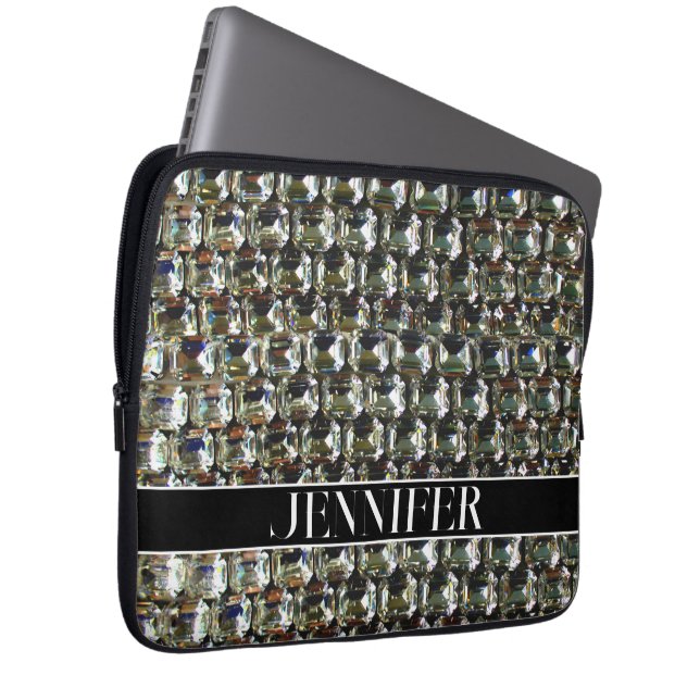 ダイヤモンド、宝石のジュエリーパターン ラップトップスリーブ (正面右)