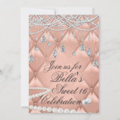 ダイヤモンド、真珠、きらきら光るパーティの招待状 招待状 (裏面)