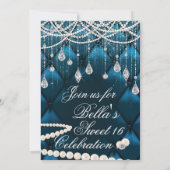 ダイヤモンド、真珠、きらきら光るパーティの招待状 招待状 (裏面)