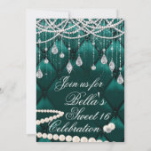 ダイヤモンド、真珠、きらきら光るパーティの招待状 招待状 (裏面)