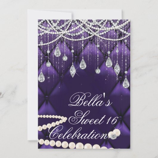 ダイヤモンド、真珠、きらきら光るパーティの招待状 招待状 (裏面)