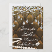 ダイヤモンド、真珠、きらきら光るパーティの招待状 招待状 (裏面)