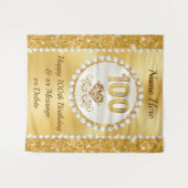 ダイヤモンド、真珠、大、100誕生日背景、 タペストリー (正面(横))