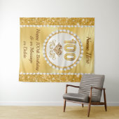 ダイヤモンド、真珠、大、100誕生日背景、 タペストリー (インサイチュ(横))