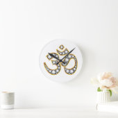 「ダイヤモンド」石のあるOMシンボル ラウンド壁時計 (ホーム)