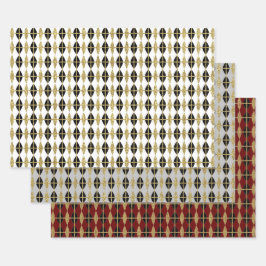 ダイヤモンド&金ゴールドグリッドトリオII ラッピングペーパーシート