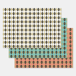 ダイヤモンド&金ゴールドグリッドトリオIII ラッピングペーパーシート