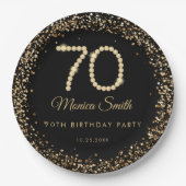 ダイヤモンド 70歳の誕生日パーティー用の紙皿 ペーパープレート (正面)