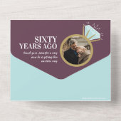 ダイヤモン結婚ドの60周年記念の出欠届け写真 オールインワン招待状 (裏面)