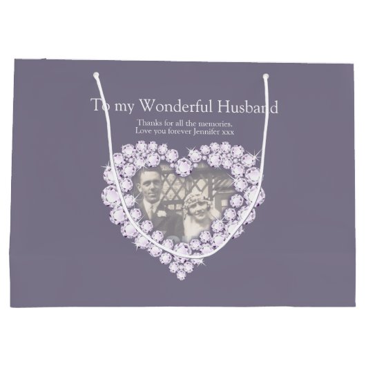 ダイヤモン結婚ド記念写真抱き枕 ラージペーパーバッグ (裏面)