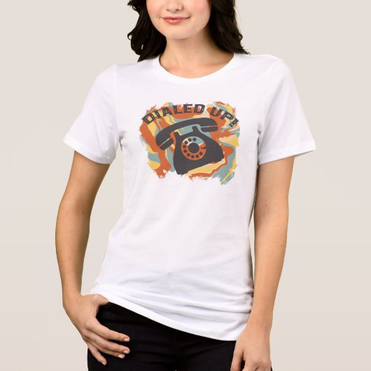 ダイヤルアップ、面白い古い電話 トライブレンドTシャツ (正面)