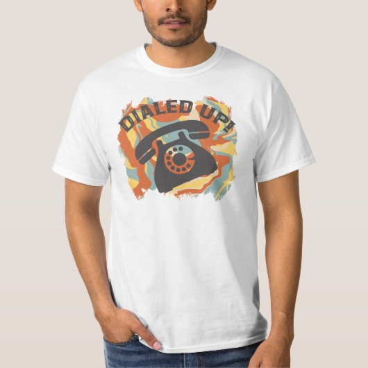 ダイヤルアップ、面白い古い電話 Tシャツ (正面)
