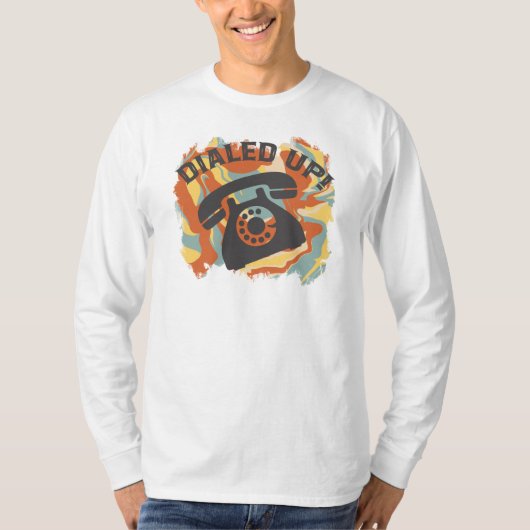 ダイヤルアップ、面白い古い電話 Tシャツ (正面)