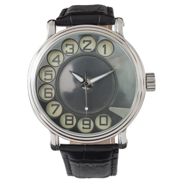 ダイヤルディスクヴィンテージレトロ電話番号ディスク回転盤 腕時計 (正面)