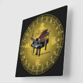 ダイヤル中国のプレート~ミュージカル時計~ピアノ~スクロール~ スクエア壁時計 (傾斜)