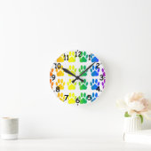 ダイヤル付きレインボードッグポープリント ラウンド壁時計 (ホーム)