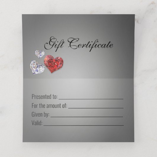 ダイヤ大切モンドハートエレガントギフト証明書 プレイスカード (内部開封)
