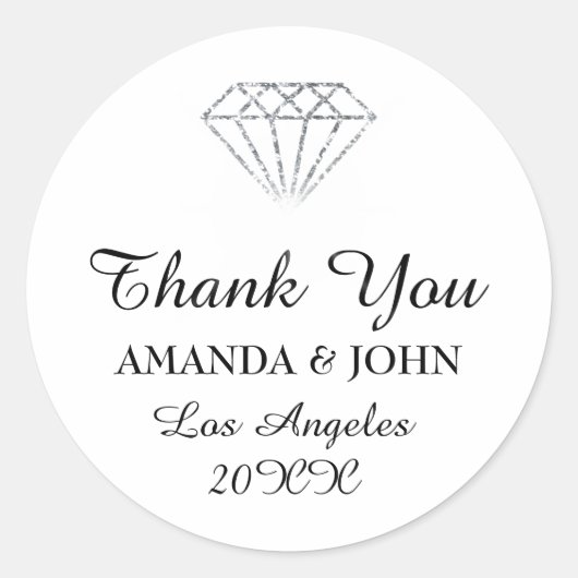 ダイヤ感謝していモンド名結婚のブライダルSweet16th White ラウンドシール (正面)