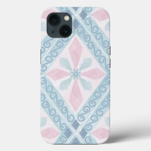 ダイヤ柄ブルーパターン iPhone 13ケース