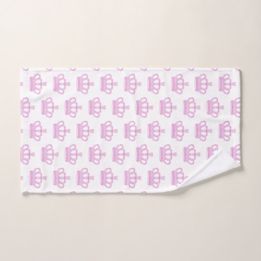 ダイヤ王室のモンド付きピンクフェイクク冠 バスタオルセット (ハンドタオル)