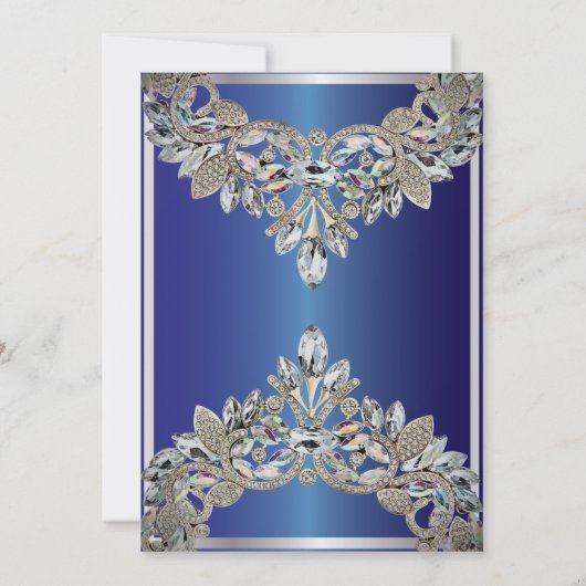 ダイヤ王室のモンド付き青結婚式招待状 招待状 (裏面)
