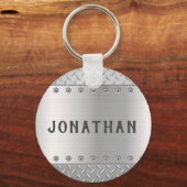 ダイヤ男らしモンドプレートメタルデザインキーチェーン キーホルダー (正面)