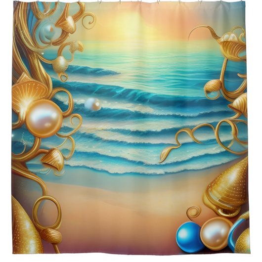 ダイヤ素晴らしモンドと真珠の海 シャワーカーテン (正面)