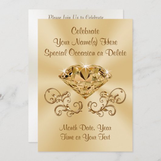 ダイヤ素晴らしモンド招待状パーソナライズされた 招待状 (正面/裏面)