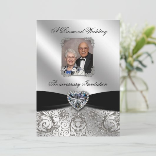 ダイヤ結婚モンドの記念日5x7フォト招待状 招待状 (スタンド正面)