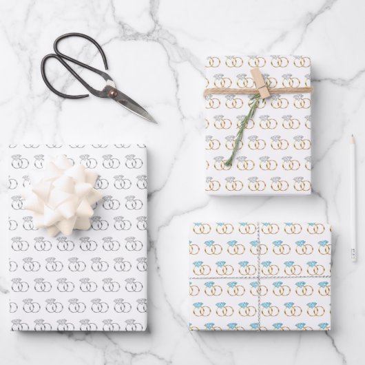 ダイヤ結婚モンドリングや輪 ラッピングペーパーシート (正面)