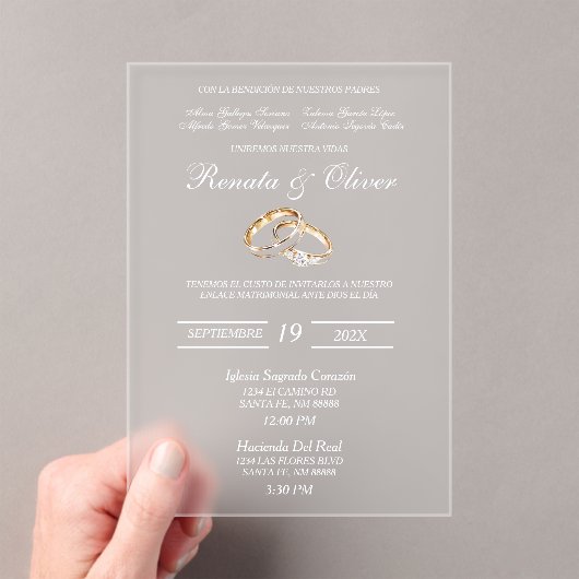 ダイヤ結婚モンド環アクリル アクリル招待状 (インサイチュ (ポータブル))